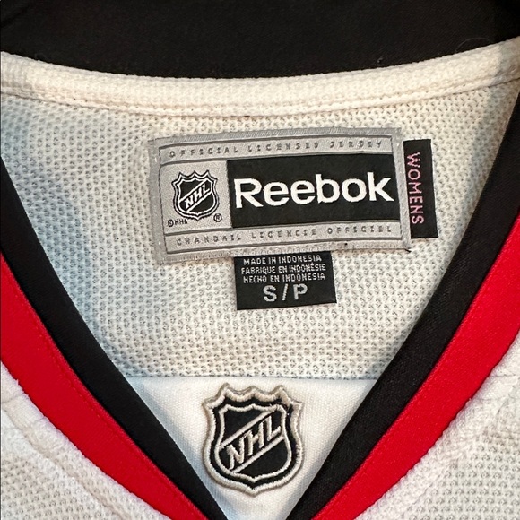 Reebok White Jersey with Black and Red Stripes - Picture 2 of 3